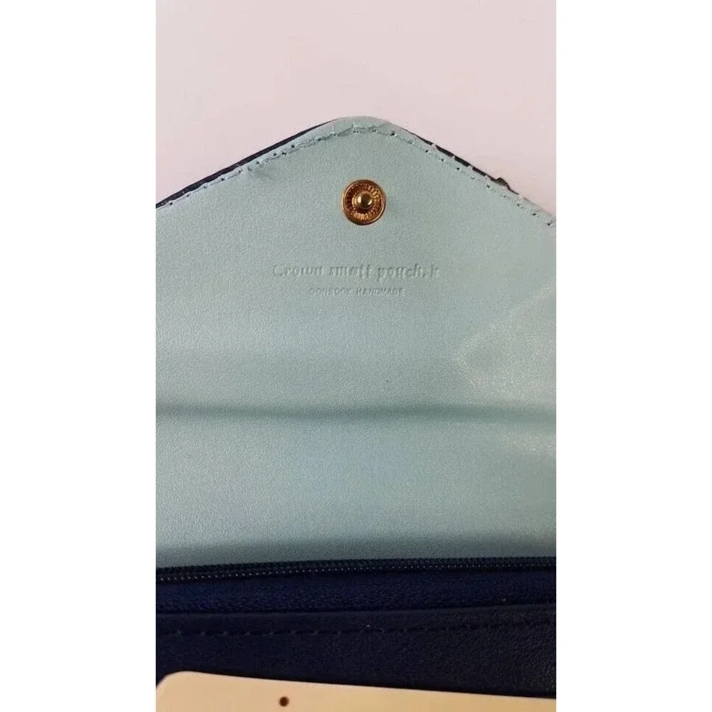 Donbook Crown Smart Porch Wallet Wristlet Navy Blue‎ Phone Clutch Purse Case